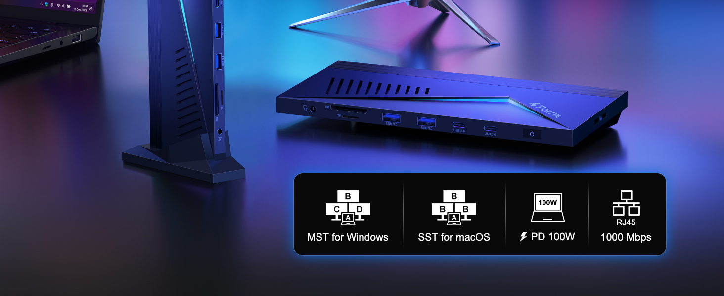 PORTTA 14 IN 1 Docking Station Triple Display