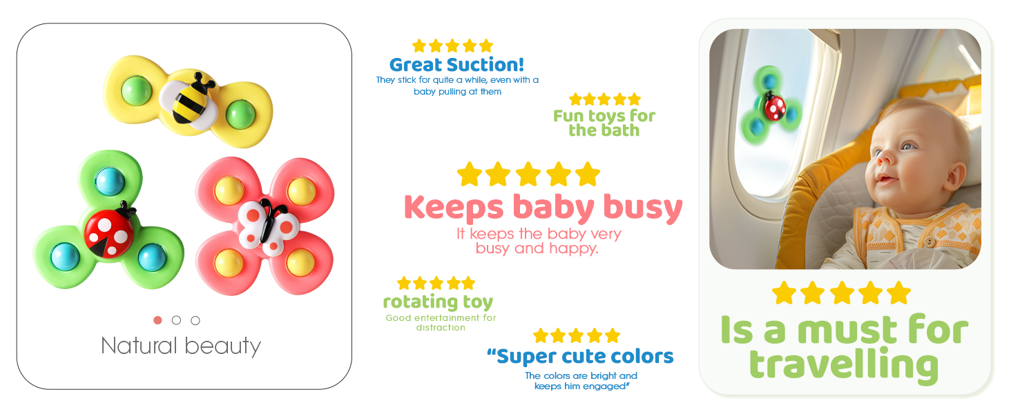 3PCS Suction Cup Spinner Toys