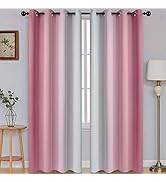SimpleHome Ombre Room Darkening Curtains for Living Room, Light Blocking Gradient Pink to Greyish...