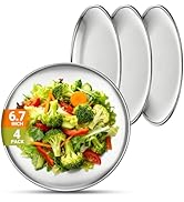 Offiper Stainless Steel Plates, 4 Pack 6.7 inch Mini 201 Metal Food Serving Plate Set, Reusable S...