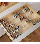 Brippo 8-Pack Spice Drawer Organizer, Expandable Acrylic Seasoning Rack (13" to 26") with Anti-Sl...