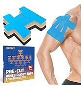 Precut Kinesiology Tape for Shoulder – 14 PCS Shoulder Tape for Pain Relief & Support, Waterproof...