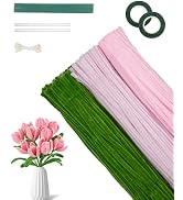 300 Pcs Thick Pipe Cleaners,Craft Supplies Floral Bonquet,DIY Flower Making Kit for Starter with ...