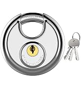Puroma Keyed Padlock, Stainless Steel Discus Lock Heavy Duty Lock with 3 Keys, Waterproof and Rus...