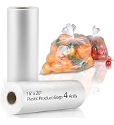 PAPRMA 16 x 20” Food Storage Bags 4 Rolls, Clear Plastic Produce Bags for Vegetable Food Fruit Br...