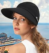 Sun Hat Women Beach Visor Summer Wide Brim UV Protection UPF Cotton Black Beige Navy Pink Blue Roll