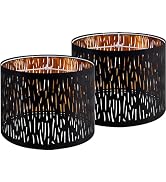 GOSO Black Lamp Shades Set of 2, Drum Lamp Shades with Etching Crystal Design,13