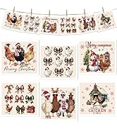 Christmas Chicken Swedish Dishcloths for Kitchen, 6 Pcs Reusable Chick Swedish Dish Cloths, Absor...
