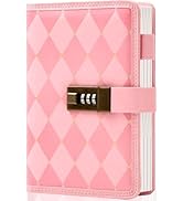 CAGIE Diary with Lock for Girls Women Pink Vintage Journal with Lock Refillable Leather Locked Di...
