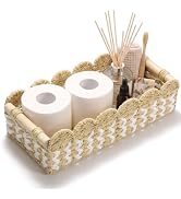 Delamu Toilet Tank Paper Storage Baskets, 1 Pack Bathroom Basket Organizer, Wavy Pattern Countert...