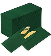 KAMMAK Dark Green Napkins Disposable with Pocket Cloth Like Dinner Paper Napkins 100 Pack Folded ...