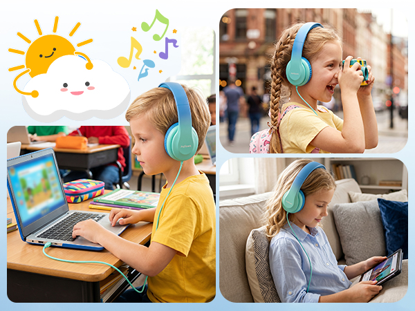 blue headphones kids for school