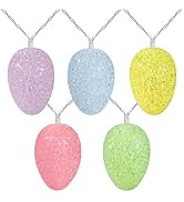 LYHOPE Easter Pastel Lights, 5.94ft 10 LED Egg Decoration Lights, Battery Powered Egg String Ligh...