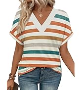 WIHOLL Womens Summer Tops Short Dolman Sleeve Shirts 2026 Fashion V Neck Outfits Clothes