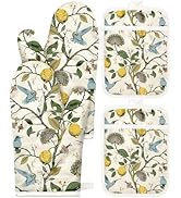 Miss Adola Cotton Oven Mitts and Pot Holders Sets - Cute Funny Farmhouse Boho Quilted Lining Heat...