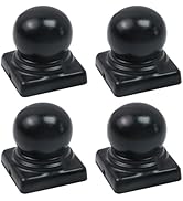 Tsnamay 4Pcs Black Fence Post Caps with Top Ball,Post Caps Ball Dome Deck Post Caps with Screws f...