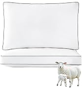 YOUR MOON Natural Soft Wool Pillow Queen Size Set of 2, Fluffy Thick Australian Wool & Down Alter...