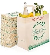 Large reusable grocery bags bulk 50 pack printed, heavy duty foldable tote bags for shopping