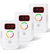 3 Pack Carbon Monoxide Detector, Plug-in Wall Carbon Monoxide Alarm, Portable Carbon Monoxide Det...