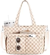 Bagstellar Corduroy Tote Bag for Women, 17 Pockets Laptop Work Tote Bag Lightweight Teacher Nurse...
