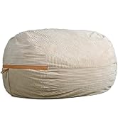 Big Joe Fuf XXL Foam Filled Bean Bag Chair with Removable Cover, Vanilla Latte Corded Plush, 6 fe...