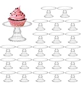 Hacaroa 24 Pcs Mini Cake Plate Stand, Plastic Single Cupcake Holder Serving Plate, Clear Small De...