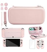 9 in 1 Carrying Case for Nintendo Switch OLED, GLDRAM Cute Accessories Kit with Travel Case, Hard...