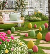 Easter Decorations - Set of 3 Flocked Easter Eggs - Spring Home Decoration For Tables Centerpiece...