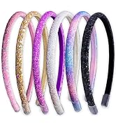 FROG SAC 6 Headbands for Girls - Thin Glitter Toddler Hair Accessories, Little Girl Rainbow Hair ...