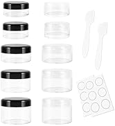 10 Pieces Small Travel Containers, 3/5/10/15/20 Gram Size Travel Containers for Creams, Sample Co...