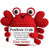 GiftMark Positive Crochet Crab Animal Emotional Cheer Support Mini Handmade Birthday Gifts for Ch...