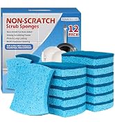 HOMERHYME Non-Scratch Cellulose Scrub Sponges 12 Pack, Sponges Kitchen with Double-Side & Ergonom...