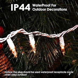 Christmas white string lights white wire IP44 WATERPROOF
