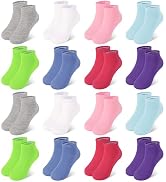 GENTABY 16 Pairs Toddler Socks for Girls Ankle Socks - Soft Low Cut No Show for Kids Aged 1-13