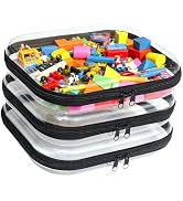 PGAXM 3PCS Clear Hard Plastic Zipper Case, Double Zippers Hard Pouch, Portable Travel Organizer B...