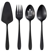 Seeshine Matte Black Serving Set, 4-Piece Stainless Steel Large Hostess Set Include Slotted Spoon...