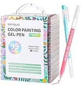 Joyask Gel Pens For Coloring, 99 Pack Colored Pens for Black Paper & White Paper, 0.6MM Fine Poin...