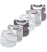 MUKIN Baby Muslin Bibs and Burp Cloths, 6 Pack, Soft Absorbent Cotton, Adjustable