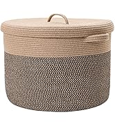 20" x 20" x 15" Extra Large Storage Basket with Lid, Cotton Rope Storage Baskets, Laundry Hamper,...