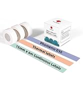 Phomemo D30 Labels-15mm x 6m Continuous Label Maker Tape, Sticker Thermal Paper Self-Adhesive Lab...