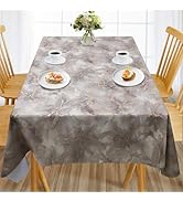 AIRCOWRIE Waterproof Vinyl Tablecloths, Heavy Duty Oil Spill Proof Plastic Table Cloth with Soft-...