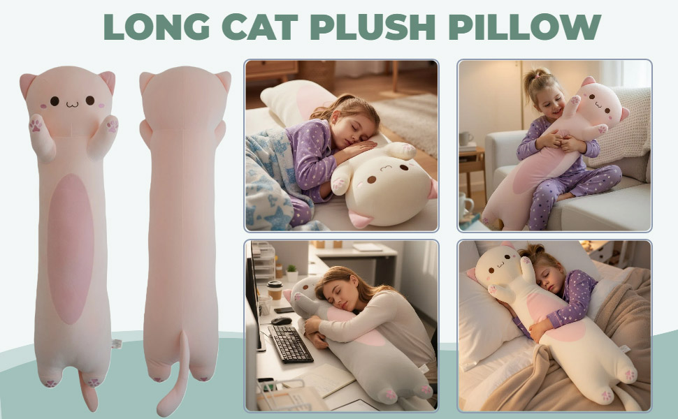 long cat plush pillow