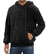 PEGENO Mens Fuzzy Sherpa Hoodie Pullover Sweatshirts Loose Cozy Pocket Long Sleeve Winter Hooded ...