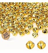 Sooez Jingle Bells for Crafts, 50PCS 1inch Large Gold Craft Bells with Crisp Sound, Christmas Bel...