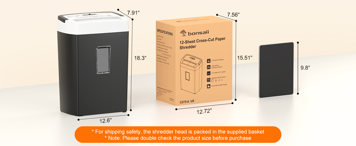 Bonsaii 12-Sheet Cross Cut Paper Shredder