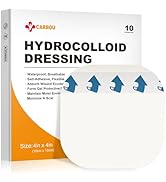 Carbou Hydrocolloid Wound Dressing 4"x4", 10 Individual Pack, Self-Adhesive Ultra Thin Hydrocollo...
