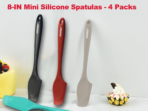 8in mini silicone sptulas - 4 packs