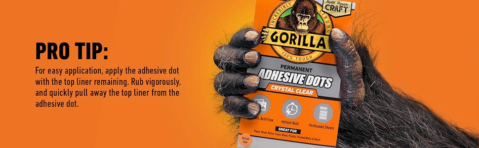 pro tip for easy application apply the adhesive dot with the top liner remaining rub vigorously and