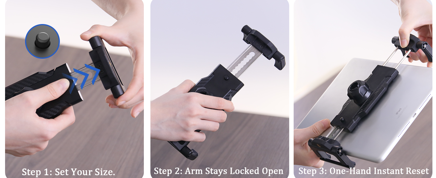 One hand operation tablet holder for car, quick release magnetic iPad mount.