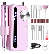 MEKK Professional Nail Drill, 35000RPM E-File for Acrylic Gel Nails | Cordless Nail File,LCD Disp...